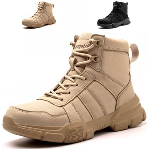 Nasogetch Safety Boots Lightweight Steel Toe Boots Men Women Comfortable Work Boots Shoes Khaki 7 UK 41 EU 255