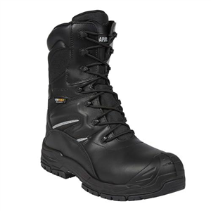 Apache Workwear Men's Combat Safety Boot | UK Size 8 | Composite Anti Scuff Toe Protection | Black Leather High Leg Shoe | Waterproof and Breathable Inner Lining