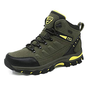 WOWEI Hiking Boots Mens Outdoor Non-Slip Lace-up Trekking Shoes,8019 Army Green,8.5 UK