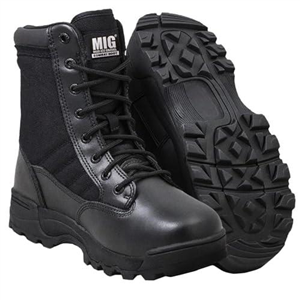 Mens MIG side zip & lace up Army Tactical Combat Boots (Black, UK8)