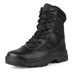 QUNLON Men’s Breathable Army Tactical Military Boots Lightweight Combat Police Jungle Boots with Side Zip for Work Cadet Patrol Black-8UK