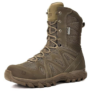 XPETI Mens Tactical Boots Waterproof Combat Boots for Men Lightweight Military Hiking,Brown Size 9 UK