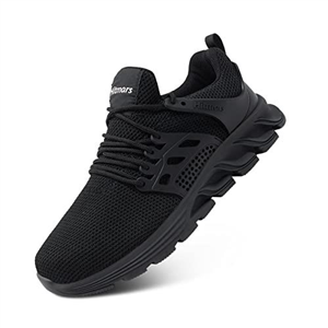 Safety Trainers Men Womens Steel Toe Cap Trainers Work Safety Boots Wide Fit Composite Non Slip Kitchen Chef Safety Shoes Black Blue Size 10 UK