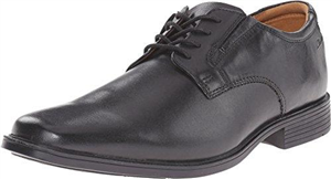 Clarks Men's Tilden Plain Oxford Flat, Black Leather, 10 UK Wide