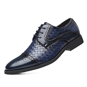 Rodawu Men's Dress Shoes Lace-up Formal Shoes Brogues Derbys Oxford Shoes Navy Size 10