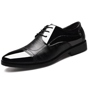 Men's Dress Shoes Pointed Oxfords Patent Leather Shoes Lace ups Wedding Shoes Casual Brogues Black Office Shoes 5.5uk