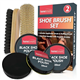 SOL 2pk Shoe Brush Set & 3 Black Shoe Polish – Leather Boot Polish Kit – Includes Soft & Stiff Brushes, 3 Wax Tins for Leather Care, Cleaning, Conditioning, Shine & Scuff Covering