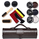Shoe Polish Kit Cleaning Shine Care Barrel Set For Brown Black Leather With Brush Travel Case Luxury Premium Soft Horsehair Bristle Dauber, Wooden Applicator, Shoehorn, Cloth 12 Piece Brown Pouch
