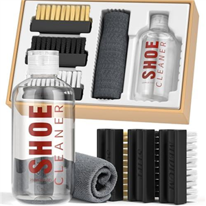 BALORIZ Shoe Cleaner Kit for Sneakers, 250ml Cleaning Solution Sneaker Cleaner with 3 Shoe Brush & Towel, White Shoe Cleaner Kit for Trainer, Leather, White Shoe, Suede, Boot, Canvas, PU, Fabric, etc