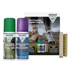 Nikwax FABRIC & LEATHER FOOTWEAR CARE KIT includes Cleaner for Waterproof Shoes & Spray On Waterproofer for Footwear with Shoe Brush, Highly Effective Cleaning and Waterproofing Footwear Products