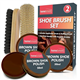 SOL 2pk Shoe Brush Set & 3 Brown Shoe Polish – Leather Boot Polish Kit – Includes Soft & Stiff Brushes, 3 Wax Tins for Leather Shoe Care, Cleaning, Conditioning, Shine & Scuff Protection