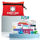 General Medi Mini First Aid Kit, 92 Pieces Small First Aid Kit - Includes Emergency Foil Blanket, Scissors for Travel, Home, Office, Vehicle, Camping, Workplace & Outdoor (Red)