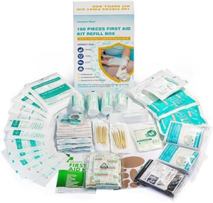General Medi 160 Piece First Aid Kit Bag Refill Kit - Includes Eyewash,Instant Cold Pack, Bandages, Emergency Blanket, Moleskin Pad, Gauze - Extra Replacement Medical Supplies for First Aid