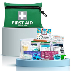 General Medi Mini First Aid Kit, 92 Pieces Small First Aid Kit - Includes Emergency Foil Blanket, Scissors for Travel, Home, Office, Vehicle, Camping, Workplace & Outdoor (Green)