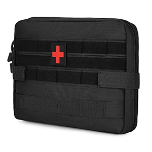 HUNTVP Tactical First Aid Kit 1000D Molle Pouch Emergency Survival Gear Bag Backpack Attachment Medical Pocket Tool for Military Camping Outdoor Travel Hiking Camping (Black-L)