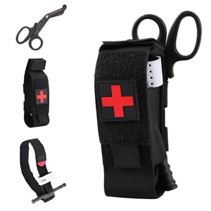 3pcs Tourniquet Kit, Includes Tourniquet & Molle Tourniquet Holder Pouch & EMT Shears Tactical Combat Torniquetes Medical Shears Pouch Bag for Outdoor First Aid