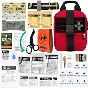 RHINO RESCUE First Aid Kit, Molle IFAK Medical Pouch for Tactical, Car, Camping, Travel, Hiking, Red