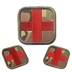 zalati Medic Patch Red Cross Embroidery with Velcro for First Aid Trauma, First Response Rescue Kit, Medical, Paramedic, Tactical, Emergency, EDC Bag - MC Camo Color