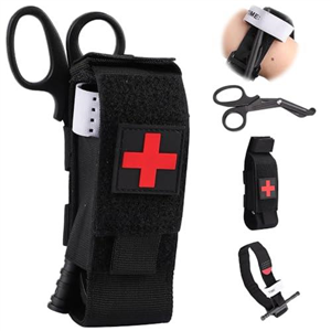 LYPPUL 3pcs Tourniquet Kit, Tactical Emergency Strap, First Aid Combat Trauma Kit, Includes Tourniquet, Medic Shears, Molle Tourniquet Holder Pouch, for Hiking Camping Travel Home Outdoor Sports