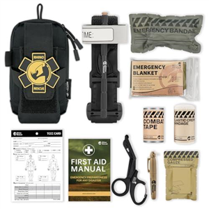 RHINO RESCUE EDC IFAK, Trauma Kit, Molle Tactical Pouch EDC IFAK Kit, Trauma Kit Molle Tactical Pouch for Everyday Carry, Black