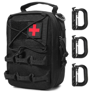 MUCHER Tactical First Aid Pouch IFAK Molle First Aid Waist Bag Medical Molle Pouch Small General Survival Utility Bag with 3 Hooks for Outdoor Hiking Hunting Camping Training (Black)