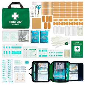 220 Piece Premium First Aid Kit Bag - Includes Eyewash, 2 x Cold (Ice) Packs and Emergency Blanket for Home, Office, Car, Caravan, Workplace, Travel and Sports