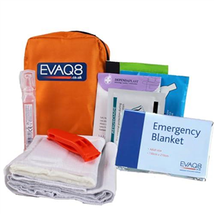 EVAQ8 Outdoor Worker Personal Trauma First Aid Kit in Orange Belt Bag IFAK