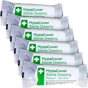 Safety First Aid Group HypaCover Sterile Dressing Bandage - White, Medium 12 x 12 cm (Pack of 6)