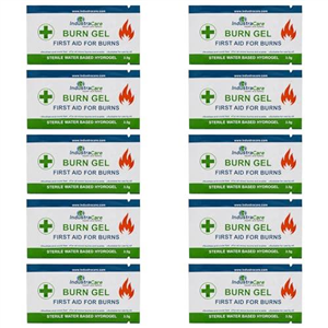 IndustraCare 10 Pack Sterile Compact 3.5g Burns/Scalds/Sunburn Sachet Blots Emergency First Aid Gel Rapid Treatment, Soothes & Cools