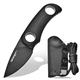 TONIFE Fixed Blade Mini Neck Knife 4.8cm With Kydex Sheath and Cord - EDC Portable for Outdoor Survival (Black + Black Oxide then Stonewash)