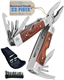 Rosewood Multi Tool, 22 in 1 Tools, Tough Multitool Belt Pouch, Needle & General Pliers, Screwdrivers - Phillips & Flathead, 10 Piece Bit Set, File, 2 Inch Rule, Can Opener, Bottle Opener