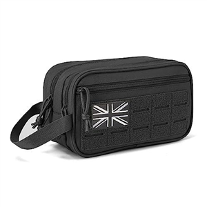 QT&QY Tactical Toiletry Bag for Men Hygiene Bag EDC Military Tool Molle Pouches Small Dopp Kit Mens Shaving Kit Travel Shower Bags with UK Patch