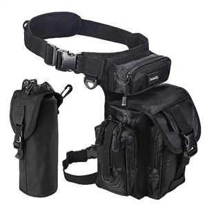 Jueachy Multifunctional Drop Leg Waist Bag Tactical Military Thigh Hip Outdoor Pack for Motorcycling Hiking Traveling Fishing Tool Pouch, Black