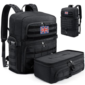 BERTASCHE 15.6 Inch Laptop Lunch Backpack with Insulated Cooler Box, Work Backpack for Tactical, Military, Office, Travel, Uni, Hiking, Molle, Black