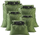 kuou 5Pcs Waterproof Dry Bags, Dry Sack Waterproof Bag Lightweight Snorkeling Drifting Bag Green (1.5L+2.5L+3.5L+4.5L+ 6L)