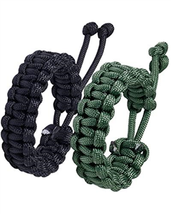 Jewboo Paracord Survival Bracelets Braided Paracord Handmade Rope for Couples Men Women Adjustable Size(black & army green)
