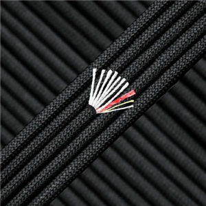 PSKOOK Paracord Survival Cord with Jute Tinder Fishing Line Cotton Thread Outdoor Military Grade Braided Fire Parachute Cord Ropes 25 Feet (Black)