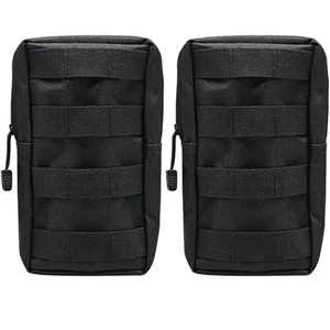2 Pcs Tactical Molle Pouches Black Waterproof Portable Small Military Waist Pack Multifunctional Phone Pouch Vest Admin Pouch for Outdoor Hiking Hunting Camping Trekking Cycling Tactical Military