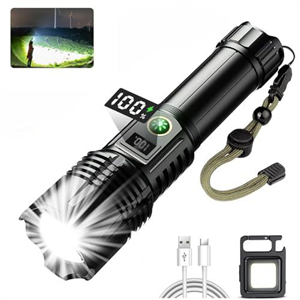 UNAGEA Rechargeable LED Torch,Super Bright 900000 High Lumens Torches with 5 Modes, Powerful USB-C Flashlight 26650 Battery Long Lasting, Waterproof Tactical Flash Light for Camping, Emergencies (M)
