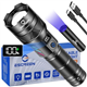 Rechargeable Torches LED Super Bright 500000 Lumens, Powerful USB C LED Torch Light with Mini UV 365nm Touch, High Power Tactical Flashlight, Strong Hand Flash Light for Security Dog Walking Camping