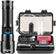 Shadowhawk Torches LED Super Bright, Rechargeable LED Torch P70 450000 Lumens Powerful Military Tactical Flashlight Rechargeable Battery Torch for Dog Walking Hiking Emergency Gift