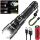 Shadowhawk Torches LED Super Bright, 500000 Lumens Rechargeable LED Torch, USB Tactical Flashlight, XHP70.2, IP67 Waterproof, 5 Light Modes Zoomable, for Camping Hiking Emergency