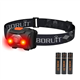 BORUIT LED Head Torch Red White Light, AAA Battery Powered Headtorch Super Bright, 4 Modes Headlamp for Kid Adult Camping Running Hiking Fishing, IPX4 Waterproof Headlight