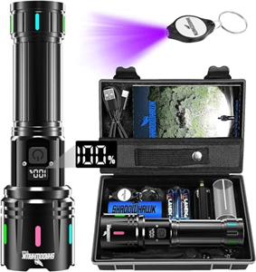 Shadowhawk Torches Led Super Bright, 500000 Lumens Rechargeable Torch With LCD Display, XHM90.2 Led Torch Powerful Flashlight, IP67 Torches Battery Powered Tactical Flashlight for Camping, Dog Walking