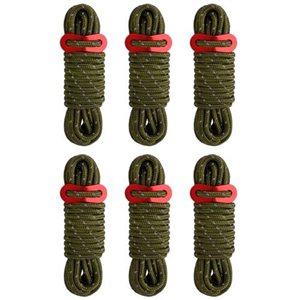 TRIWONDER Tent Guy Ropes 4mm Reflective Paracord Cord Guy Line with Adjuster 4m Tarp Rope for Camping Awning Hammock (Army Green - 6 Pcs)