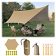 4.5X4.5m Large Camping Tarp Tent Ultralight Waterproof Mutifunctional Awning Hexagon Tarpaulin Shelter for Car Bushcraft Hammock Backpacking Outdoor