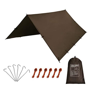 KALINCO Hammock Rain Fly Tent Tarp, 3mx3m Portable Waterproof Camping Tarp Sun/Snow Shelter for Outdoor Backpacking Hiking,Travel(Brown)