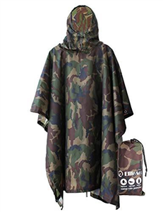 ElifeAcc Waterproof Poncho Multifunctional Rain Poncho Adult Waterproof for Outdoor Activities(Upgrade Lightweight-Camo Army Green)