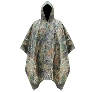 TRIXES Camouflage Waterproof Rain Poncho, Lightweight for Adults - Hiking, Festivals, Travelling and More