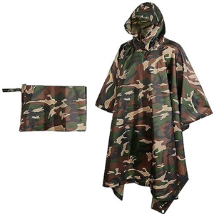 Crystals Waterproof Rain Cape Raincoat, Rain Poncho for outdoor Camping Military cycling traveling, Hooded Rainwear, Long Military Style Kagool For Men & Women with Hood, Adult – Camouflage